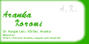 aranka koromi business card